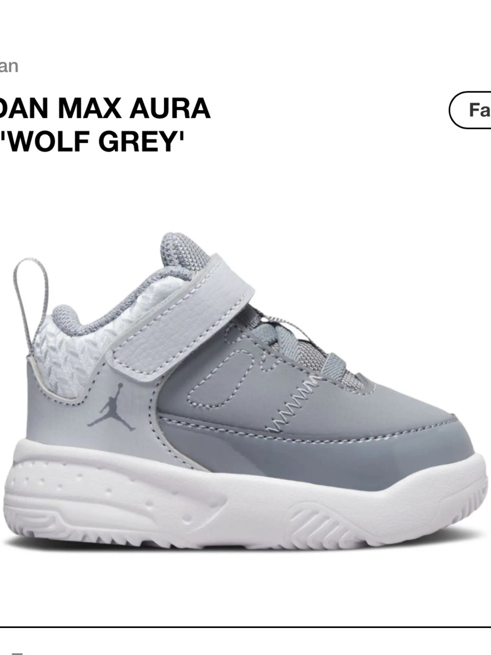 Jordan Max Aura 3 TD 'Wolf Grey' Kids Shoes - Grey/White 10c
